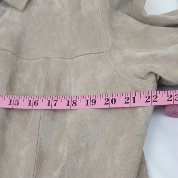 A.M.I. Genuine Leather Button Front Jacket Tan Beige XL - Picture 9 of 12